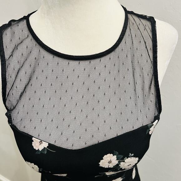 Express Dress Womens Size 0 Floral Black Sheer Chic Classy - Picture 3 of 6